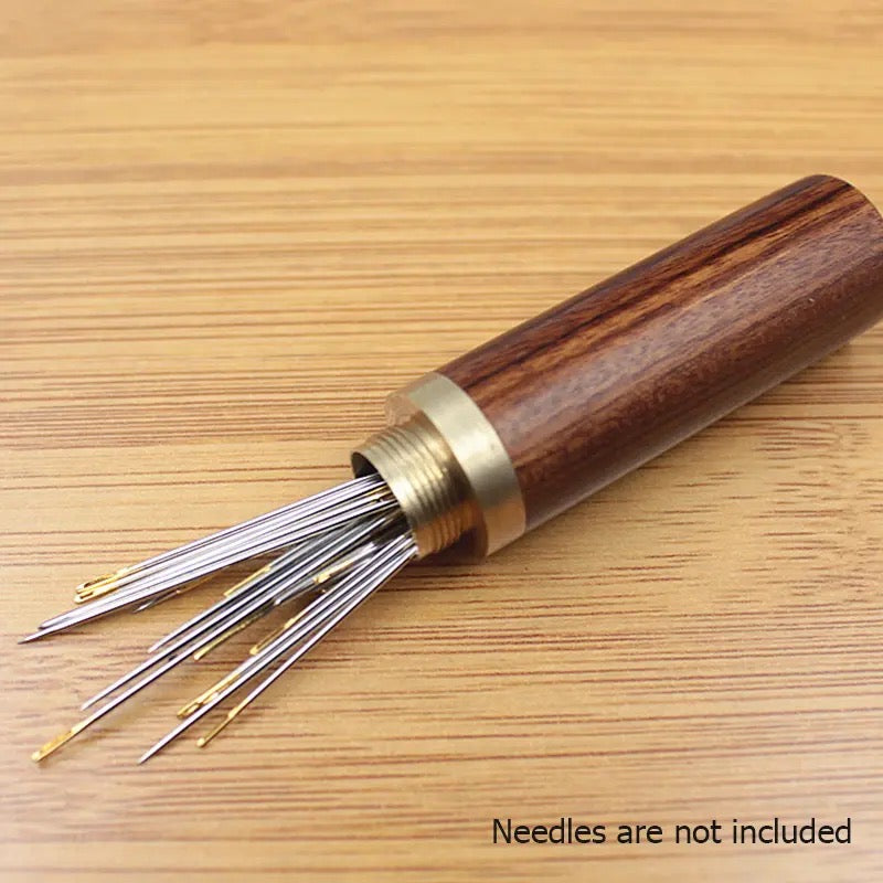 Wooden Needle Case, 30 Pcs Side Hole Blind Sewing Needles, Stainless Steel Elderly Self Threading Needles, Household DIY Beading Threading Needle, Sewing Embroidery Needle Accessories