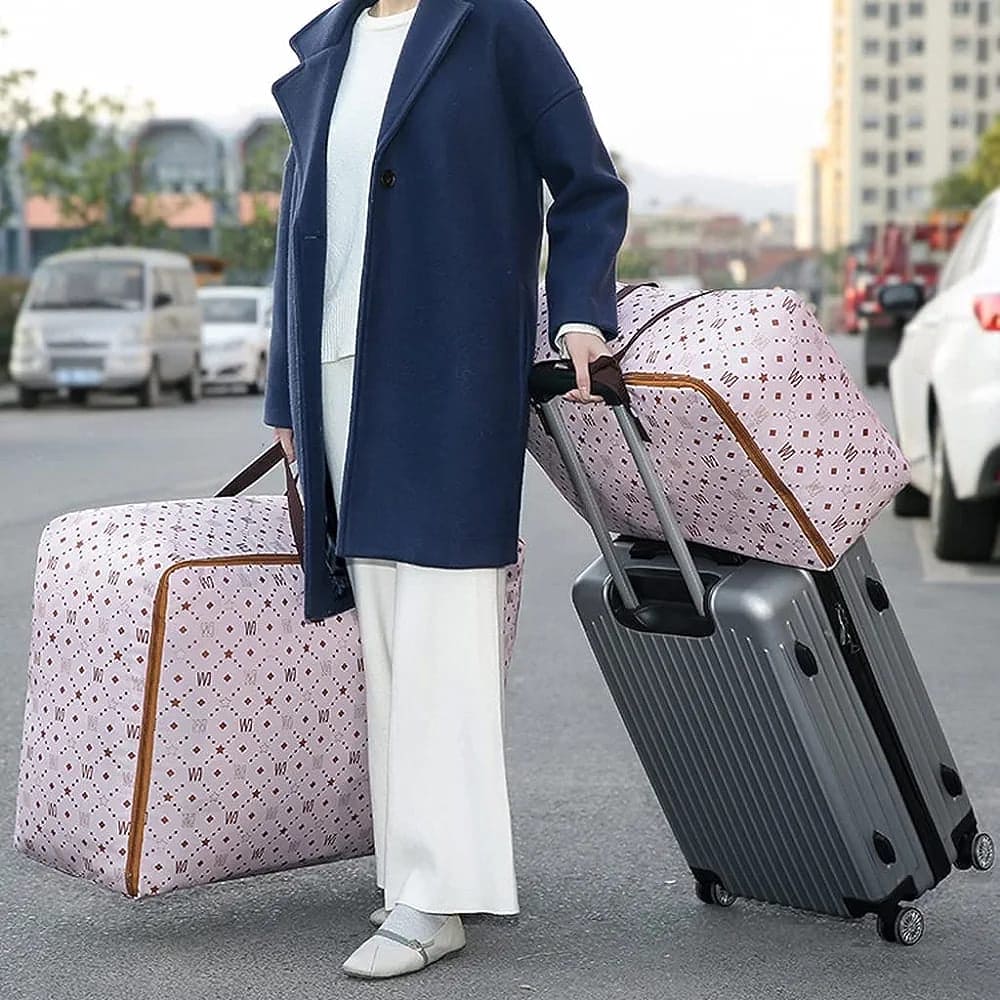 Parachute Storage Bag, Double Zip Luggage Moving Bags, Clothes Storage Bags, Under Bed Organizer Bags, Geometric Pattern Quilt Storage Bag, Travel Storage Hand Bag, Oxford Storage Bag, Folding Duvet Sorting Bags