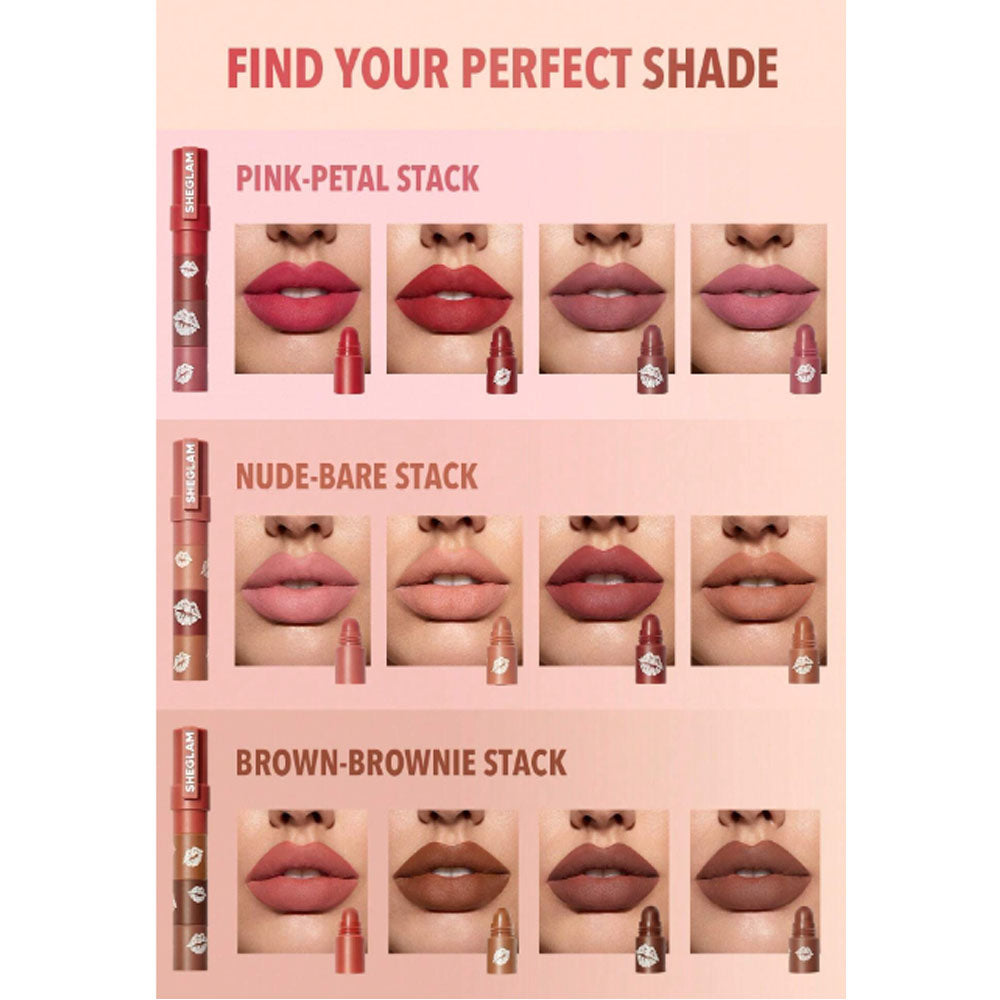 Shein - Sheglam Mega Lip Stacks Pink Petal Stack