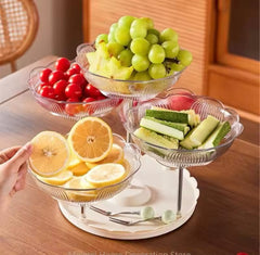 Multilayer Rotating Display Stand, Cakes Snacks and Fruits Stand, 3 Tier Fruit Plate, Stable Modern Dried Fruit Plate
