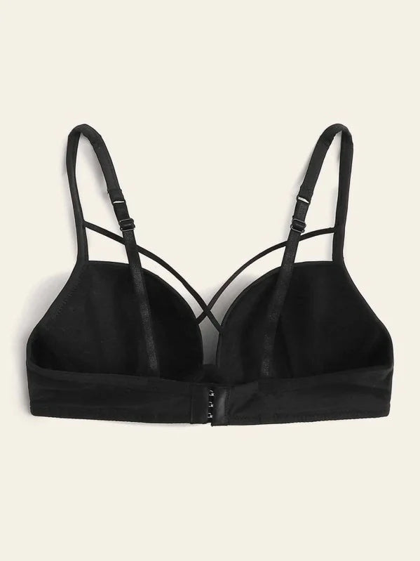 Shein - Criss-Cross Push-Up Bra With Underwire