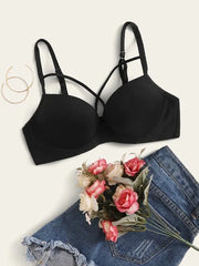 Shein - Criss-Cross Push-Up Bra With Underwire