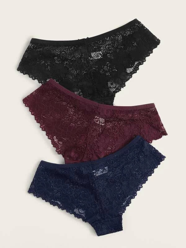 Shein - 3Pack Floral Lace Panty Set