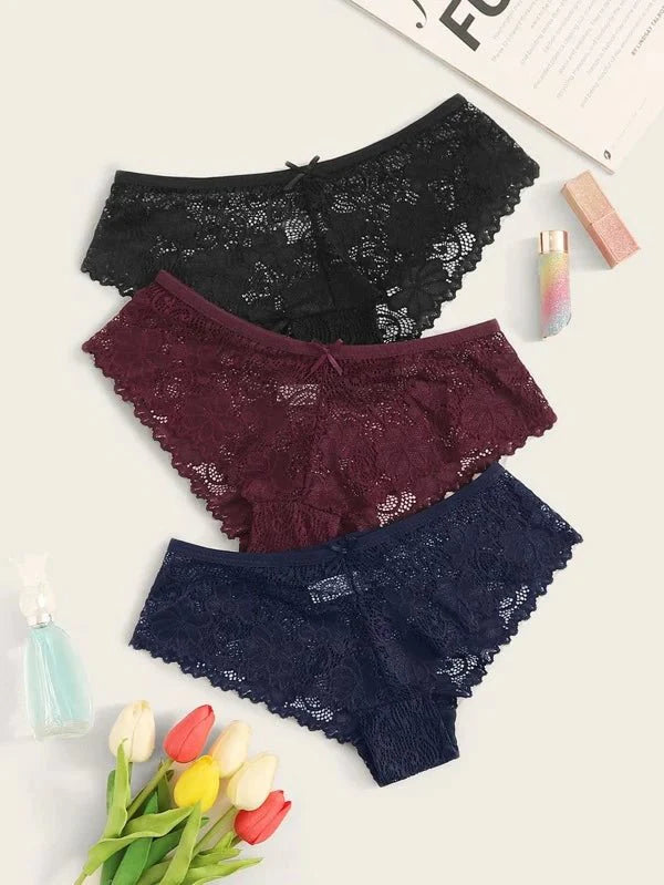 Shein - 3Pack Floral Lace Panty Set