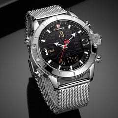 Naviforce - NF-9153 Mesh Band Dual Time Edition - Black