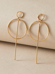 Shein- 1pair Hollow Out Round Drop Earrings