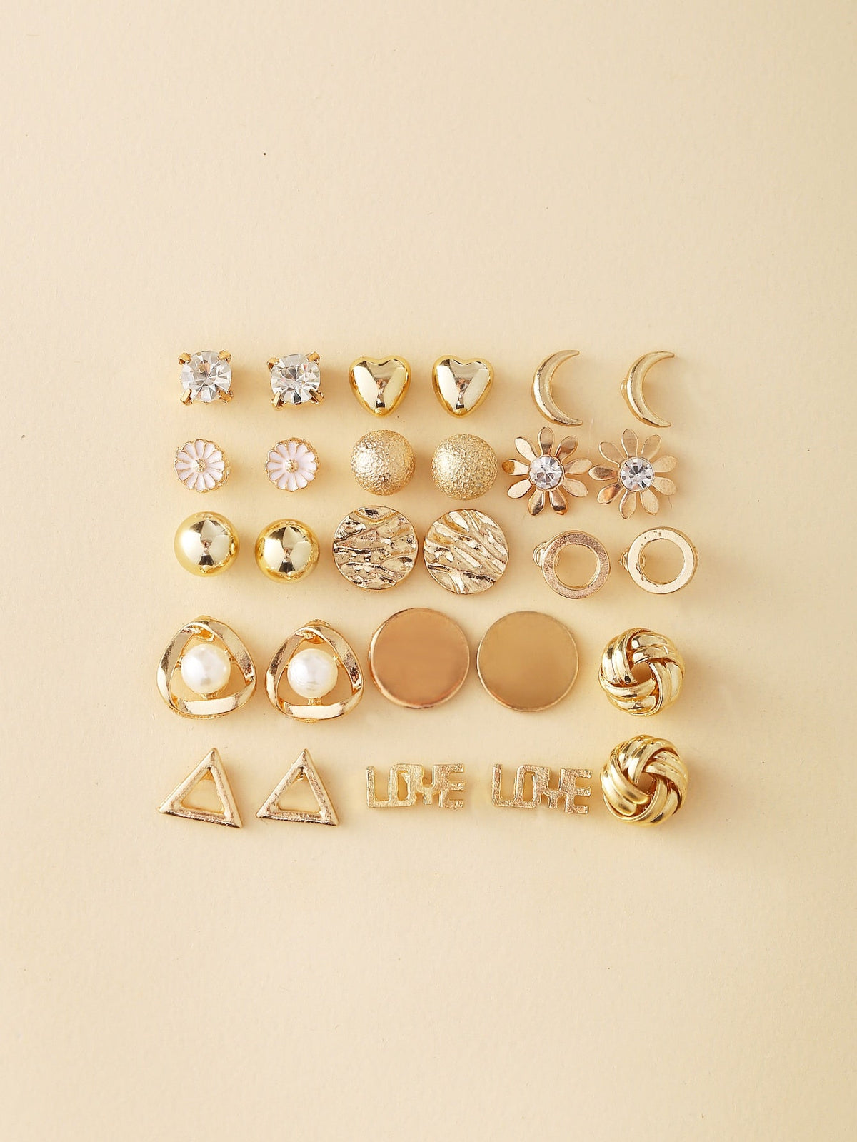 Shein - 14pairs Rhinestone Decor Stud Earrings