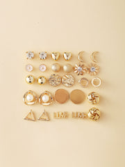 Shein - 14pairs Rhinestone Decor Stud Earrings