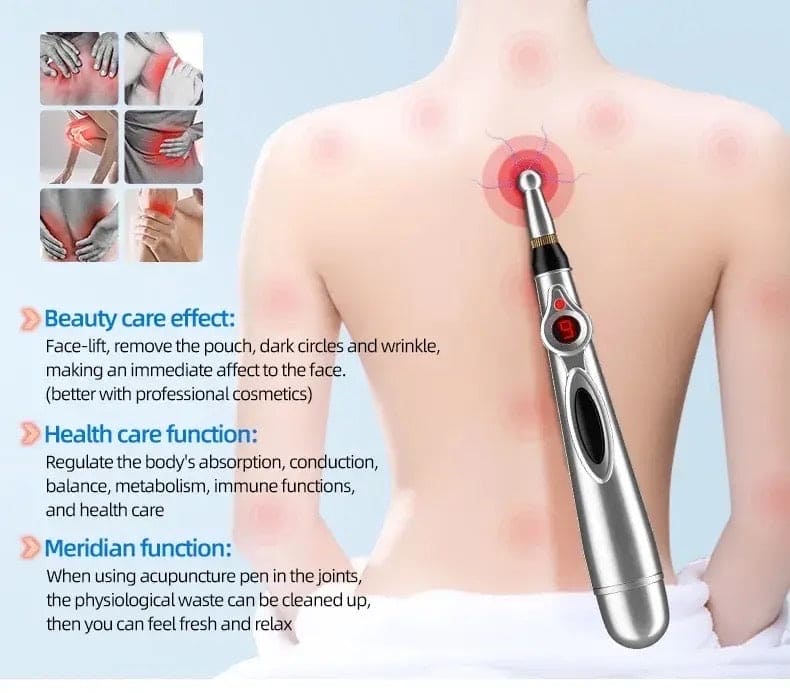 Smart Massager Pen, Acupuncture Pulse Meridian Massage Pen, Trigger Point Massager, Pain Relief Therapy Back Neck Face Beauty Roller, 3 Heads Meridian Pen, Electro Acupuncture Muscle Device