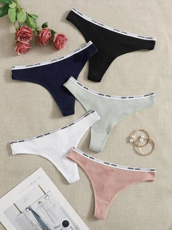 Shein - 5-Piece Stripe Panty Panty Set