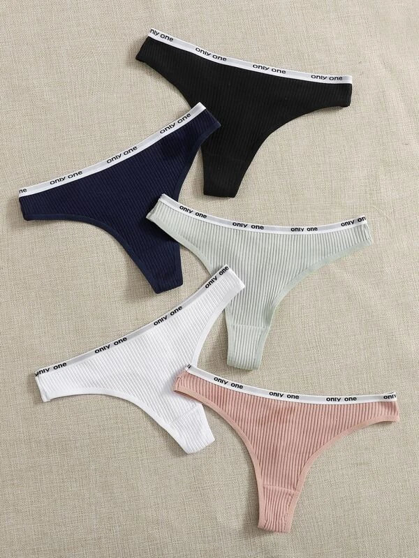 Shein - 5-Piece Stripe Panty Panty Set