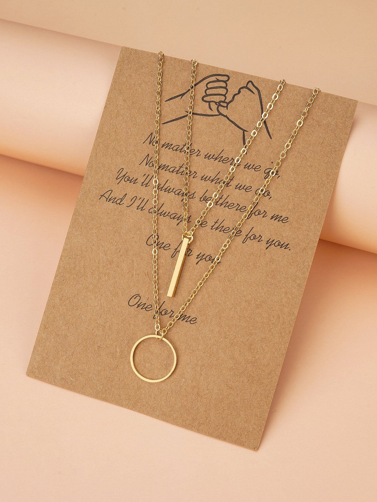 Shein- 2pcs Round Charm Necklace