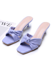 Shein- Knot Decor Sculptural Heeled Mules- Purple