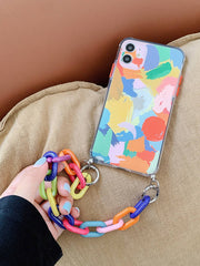 Shein - Graffiti Chain Hand Strap Phone Case