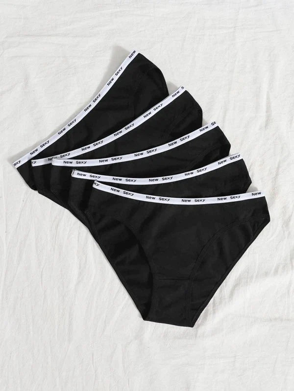 Shein - Solid Color 5-Piece Panty Set