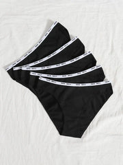 Shein - Solid Color 5-Piece Panty Set