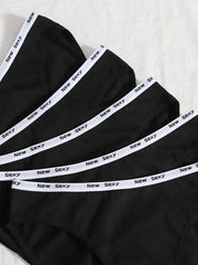 Shein - Solid Color 5-Piece Panty Set
