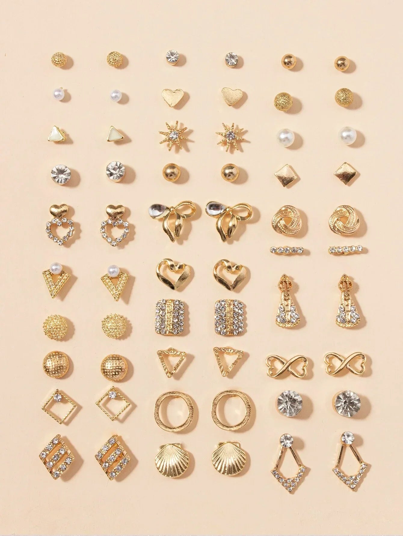 Shein 30pairs Heart & Bow Stud Earrings