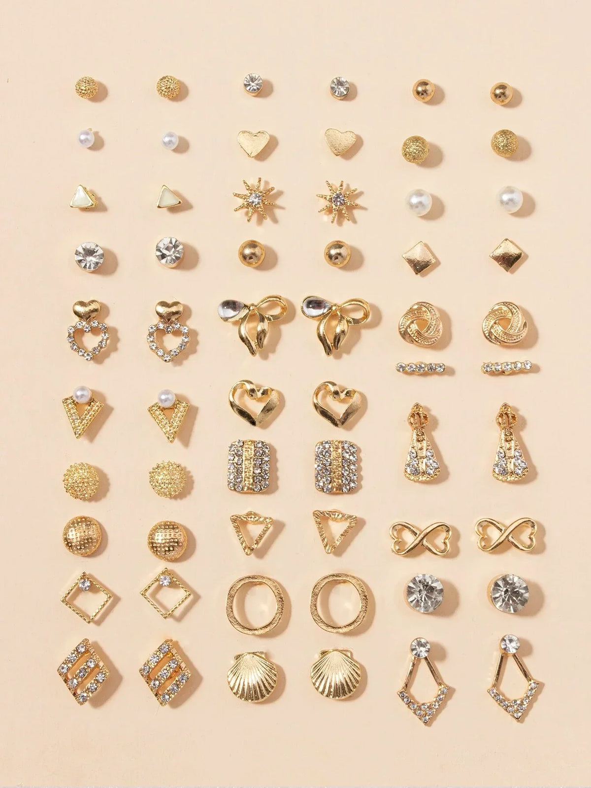Shein 30pairs Heart & Bow Stud Earrings