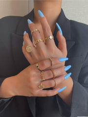 Shein - 10Pcs Rhinestone Decor Ring