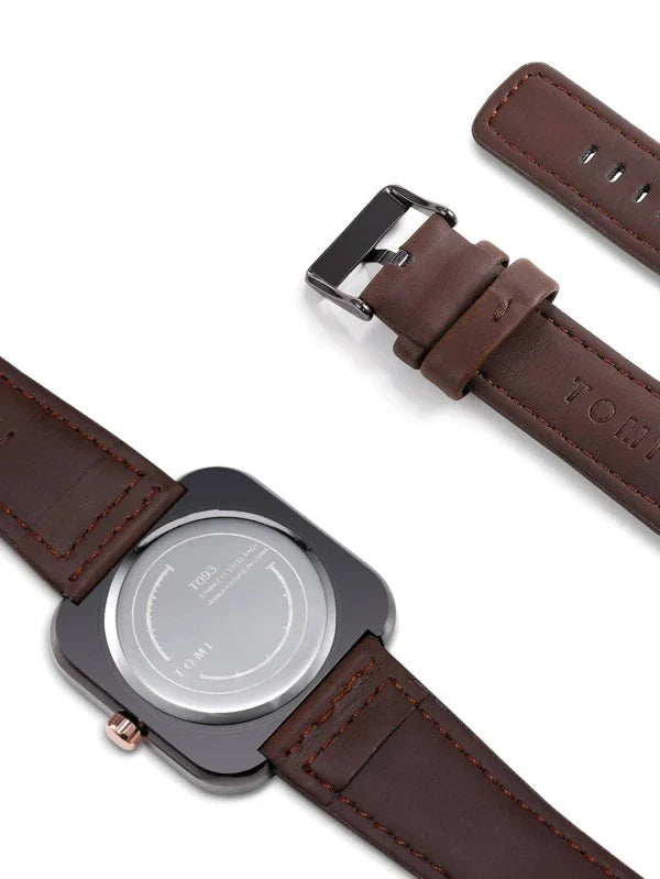 Shein - Men Square Pointer Quartz Watch- Black