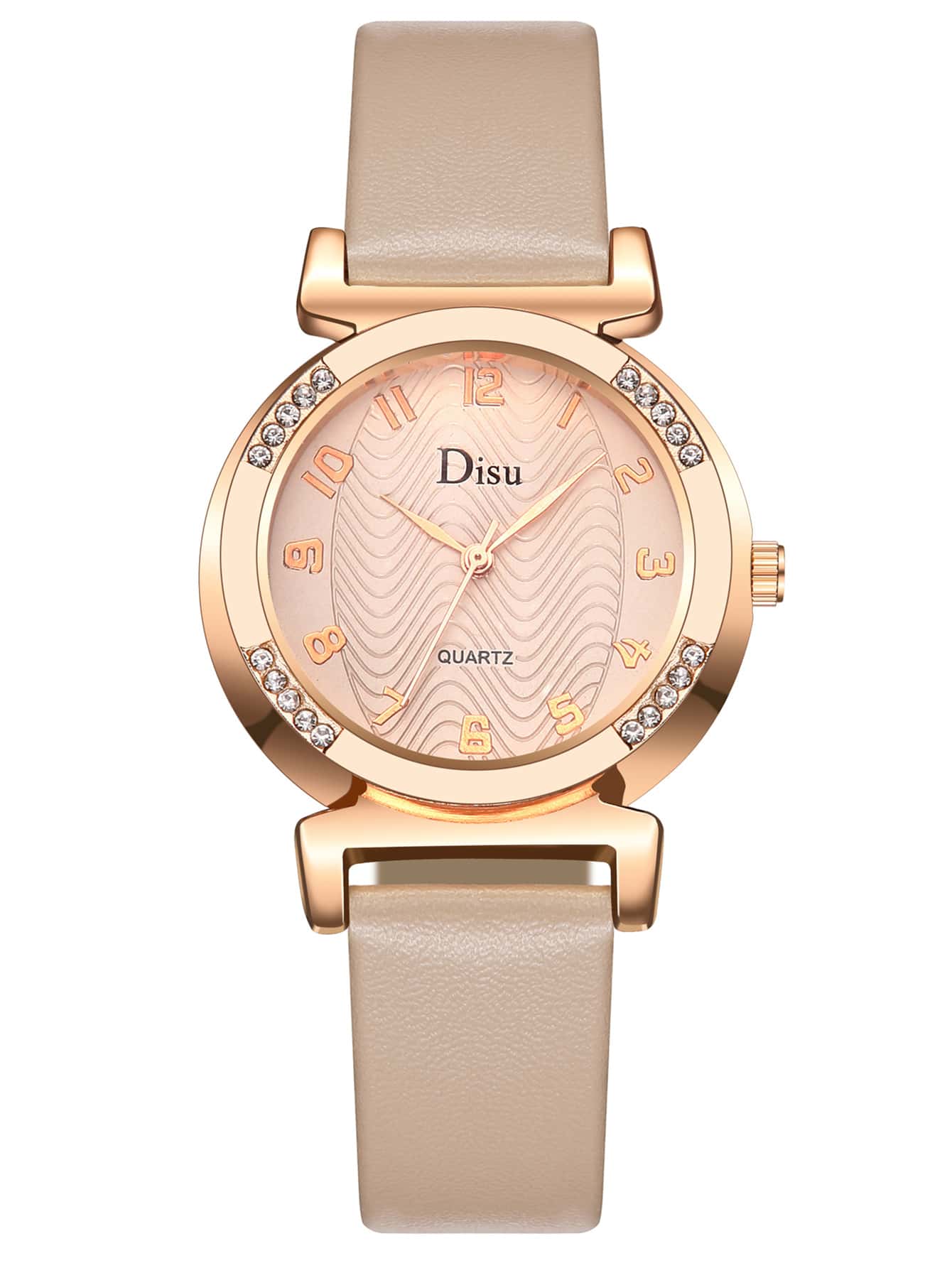 Shein - Rhinestone Decor Round Pointer Quartz Watch