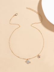 Shein - Rhinestone Planet Charm Necklace