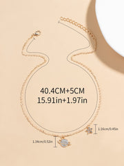Shein - Rhinestone Planet Charm Necklace