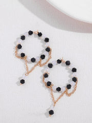 Shein - Bead & Chain Decor Hoop Earrings