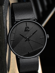 Shein - Men Mesh Strap Quartz Watch