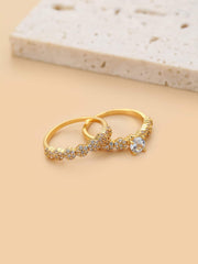 Shein - 2pcs Cubic Zirconia Decor Ring