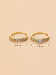 Shein - 2pcs Cubic Zirconia Decor Ring
