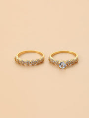 Shein - 2pcs Cubic Zirconia Decor Ring