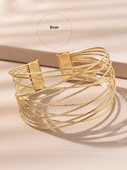Shein - 1Pc Women'S Fashionable Multi-Layered Pure Metal Decorated Open Cuff Bracelet
