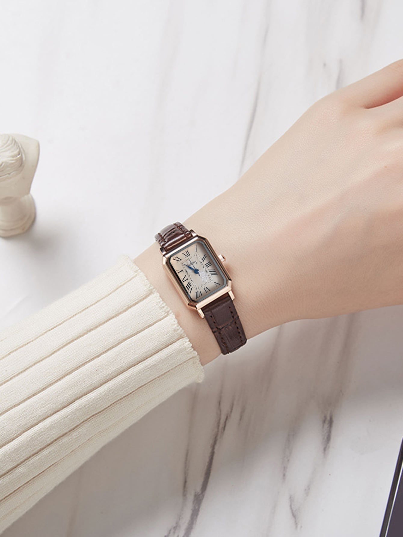 Shein - Vintage Rectangle Pointer Quartz Watch