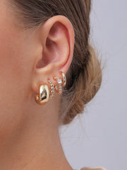 Shein - 4pairs Rhinestone Decor Hoop Earrings