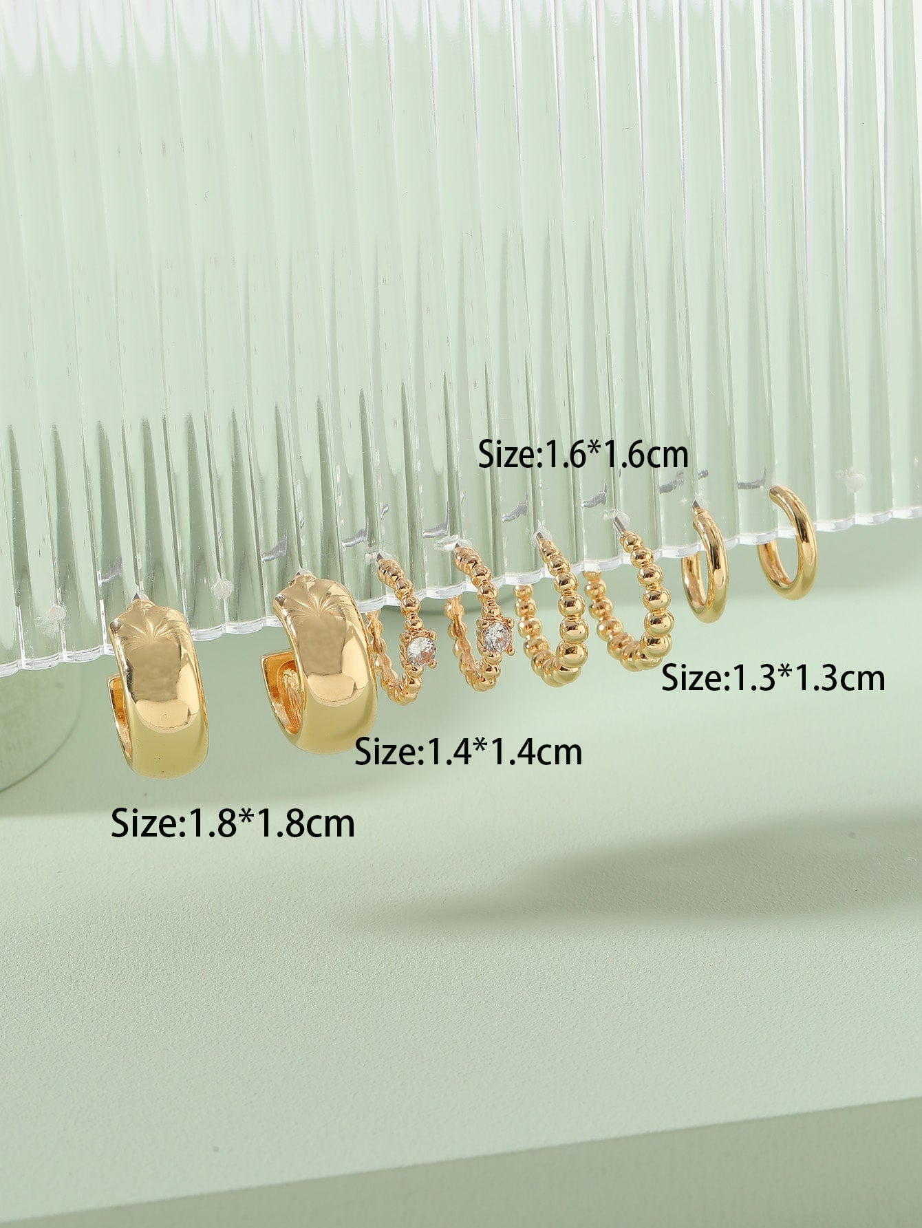 Shein - 4pairs Rhinestone Decor Hoop Earrings