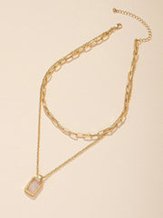 Shein Geometric layered pendant necklace