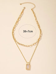 Shein Geometric layered pendant necklace