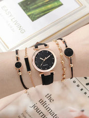 Shein - Starry Sky And Round Pointer Quartz Watch 1Pc - And Bracelet 4Pc