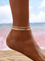 Shein - Streamlined Chain Anklets 2 Pcs