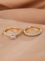 Shein - 2pcs Cubic Zirconia Decor Ring