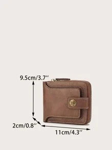 Shein - Button Decor Zipper Around Small Wallet Credit Card Small Purse Bi-Fold Small Pouch Men Women Wallet