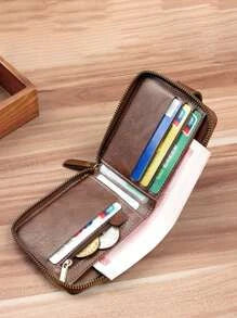 Shein - Button Decor Zipper Around Small Wallet Credit Card Small Purse Bi-Fold Small Pouch Men Women Wallet