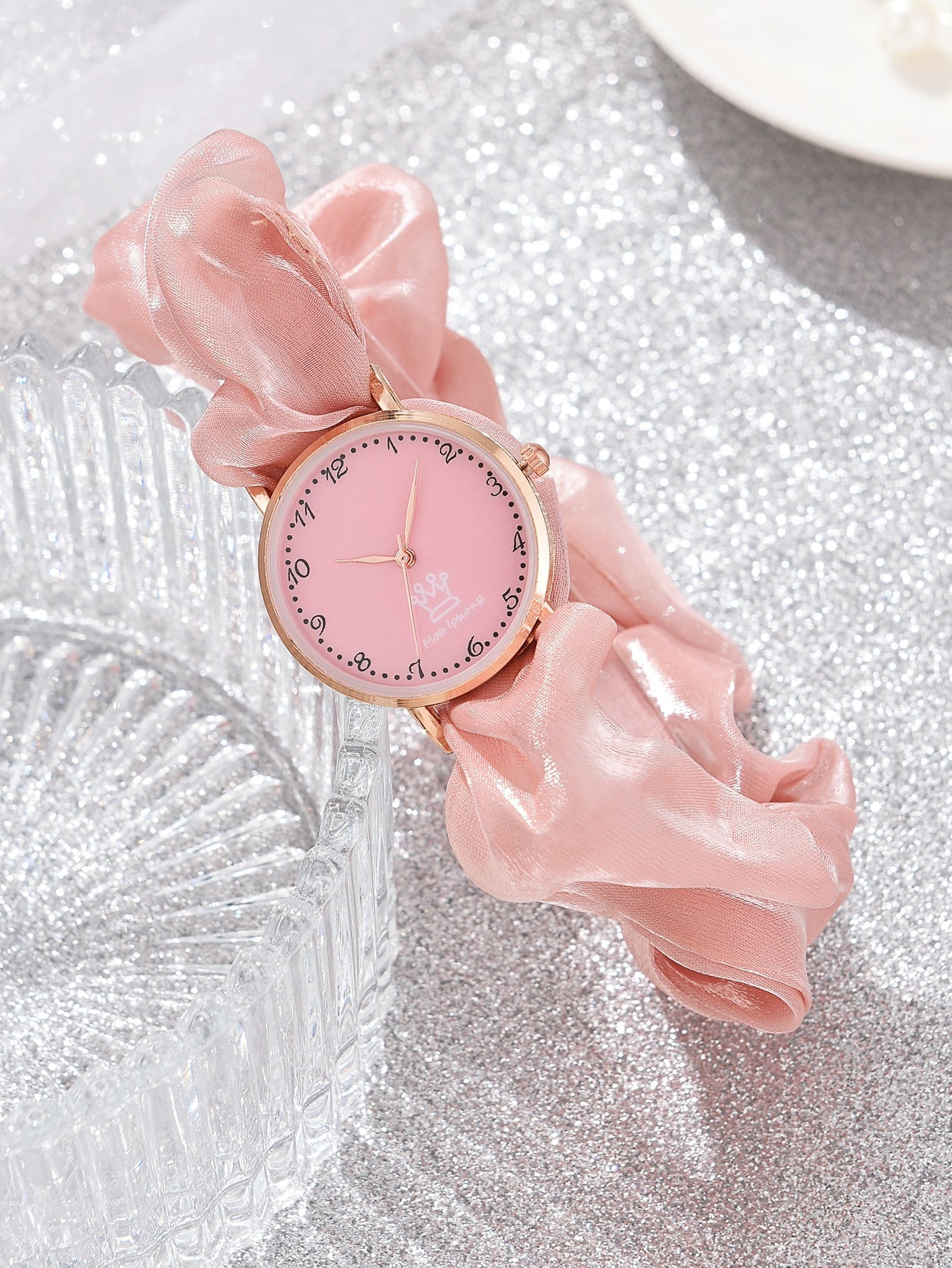 Shein - Round Pointer Scrunchie Quartz Watch
