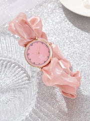 Shein - Round Pointer Scrunchie Quartz Watch