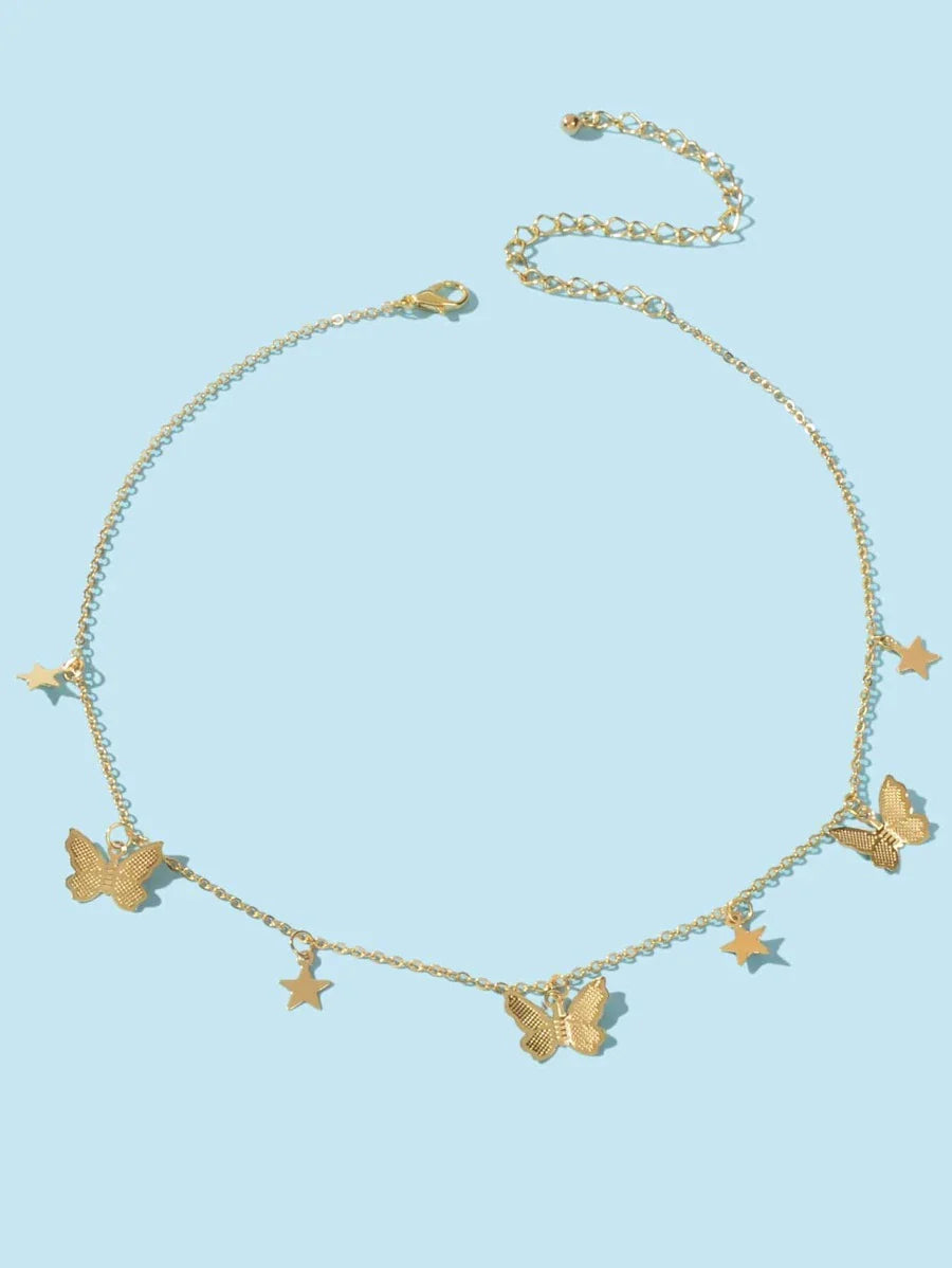 Shein Butterfly and star pendant chain