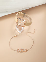 Shein - 1pc Minimalist Quartz Watch & 1pc Bracelet