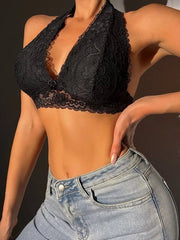 Shein - Floral Lace Halter Bra