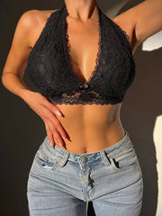 Shein - Floral Lace Halter Bra
